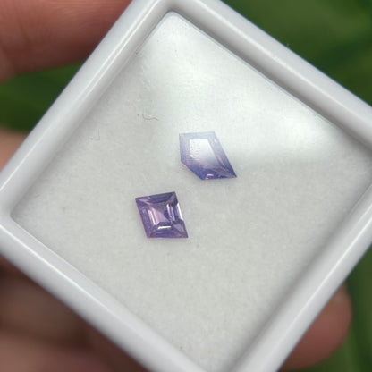 0,68ct/2Pcs Natural Purple Milky Sapphire Vietnam. Freeform. No Treatment Milky Sapphire Luc Yen.