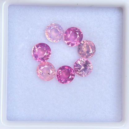 2.07ct/7Pcs Natural Pink Milky Sapphire Vietnam. Round Shape.