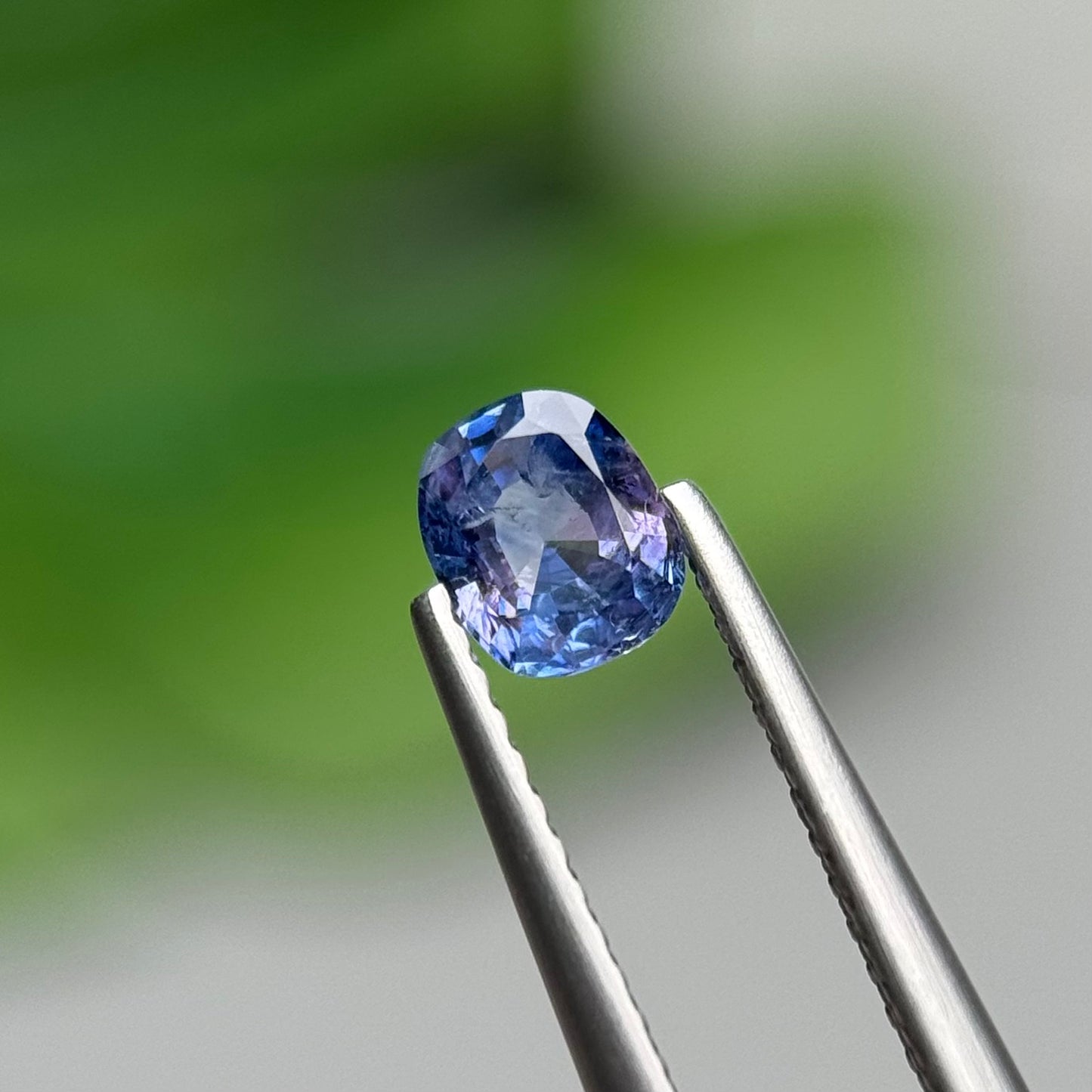 0.57 ct Natural Purplish Blue Milky Sapphire Vietnam. Cushion Shape. No Treatment.