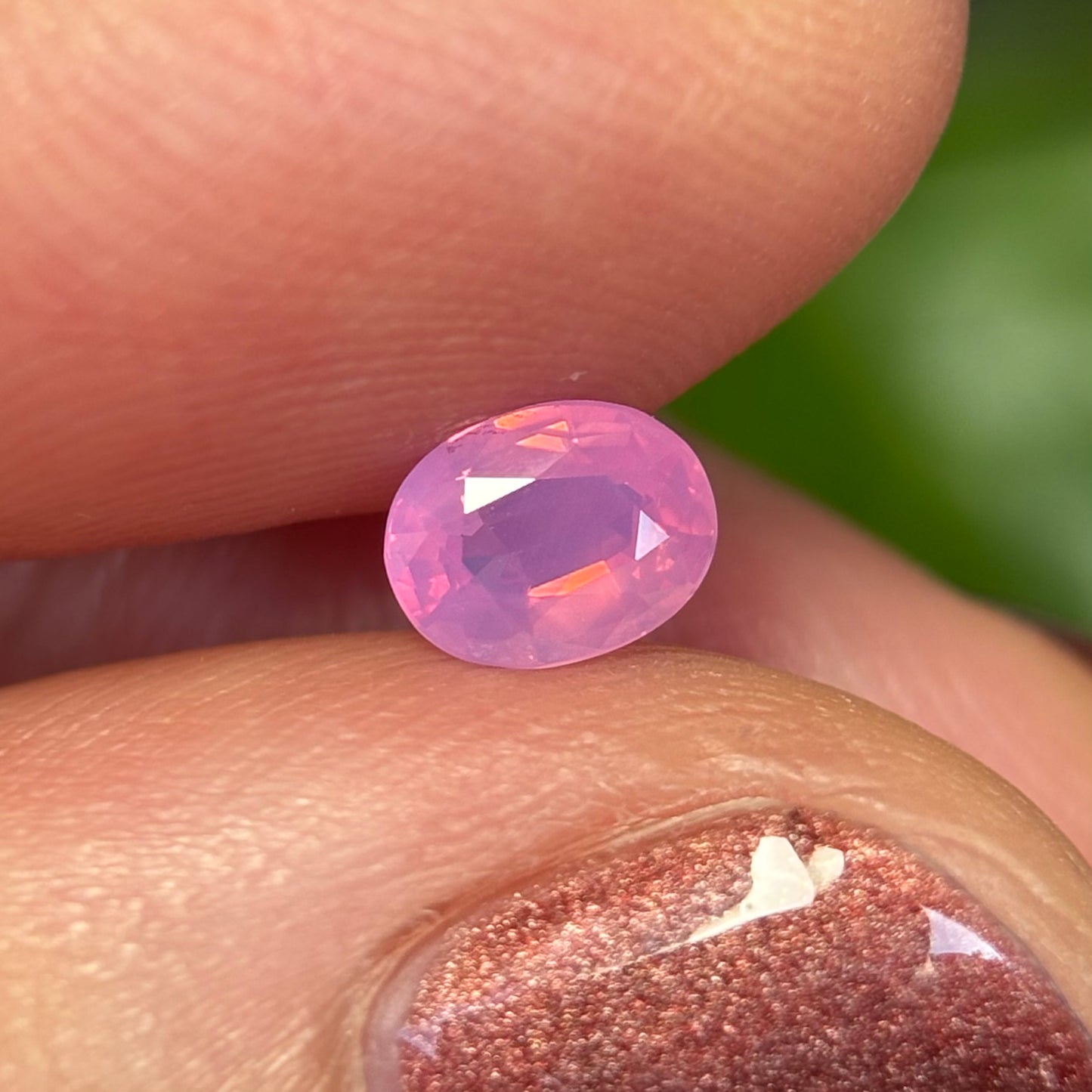 0.49 ct Natural Pink Milky Sapphire Vietnam. Oval Shape. No Treatment.