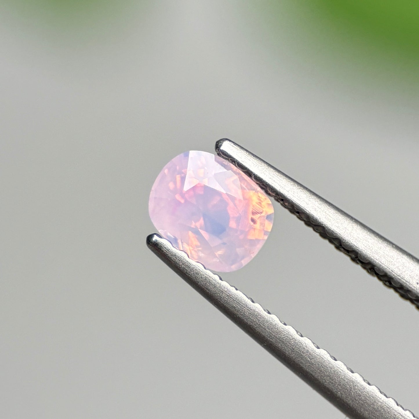 0.70 ct Natural Pinkish White Milky Sapphire Vietnam. Cushion Shape.