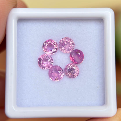 2.22ct/6Pcs Natural Pink Milky Sapphire Vietnam. Round Shape.