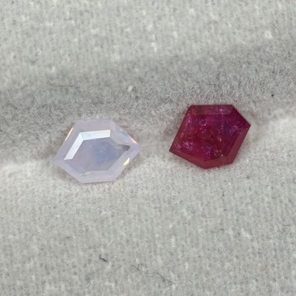 0,87ct/ 2Pcs Natural Ruby & Sapphire Viet Nam. Freeform. No Treatment Ruby, Sapphire Luc Yen.