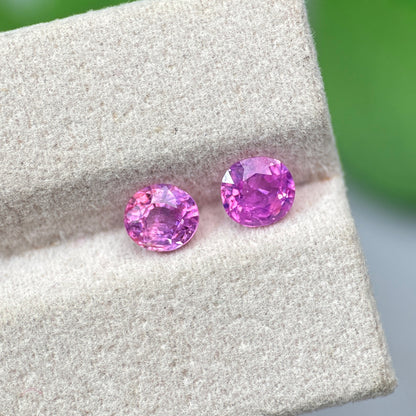 1.46 ct/ 2Pcs Natural Pink Milky Sapphire Vietnam. Cushion Shape. No Treatment.