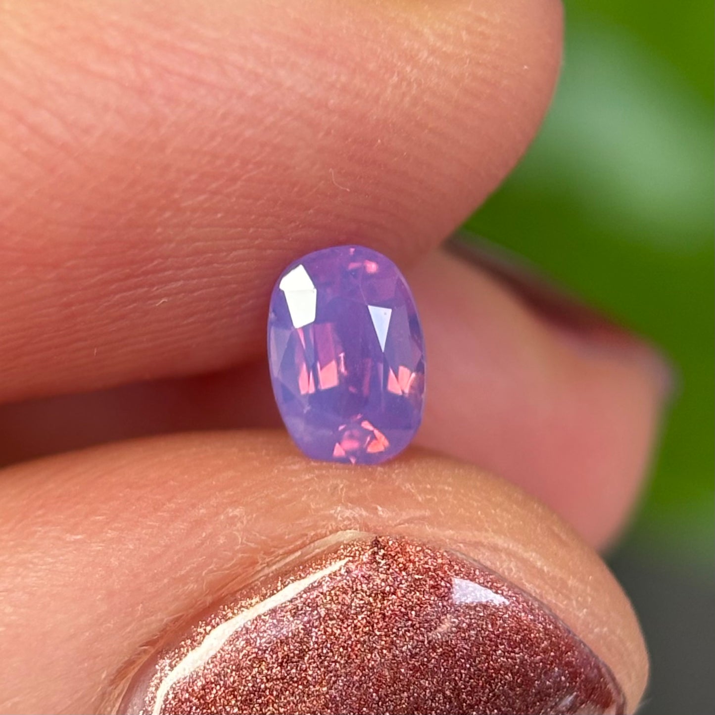 0.50 ct Natural Pinkish Purple Milky Sapphire Vietnam. Oval Shape. No Treatment.