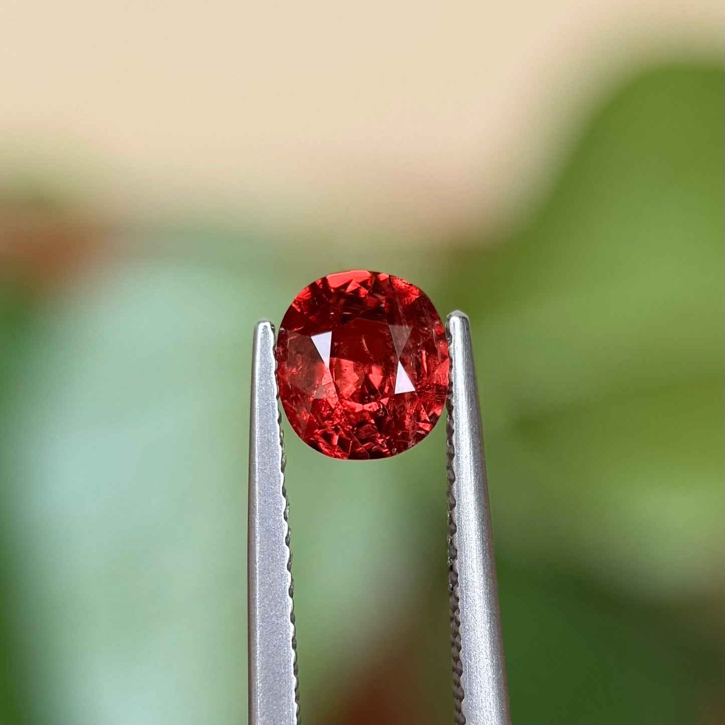 0.93ct Natural Orange-Read Spinel Vietnam. Cushion Shape.