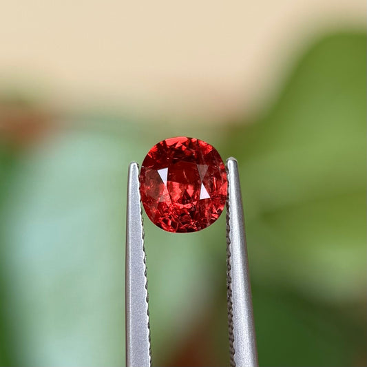 0.93ct Natural Orange-Read Spinel Vietnam. Cushion Shape.
