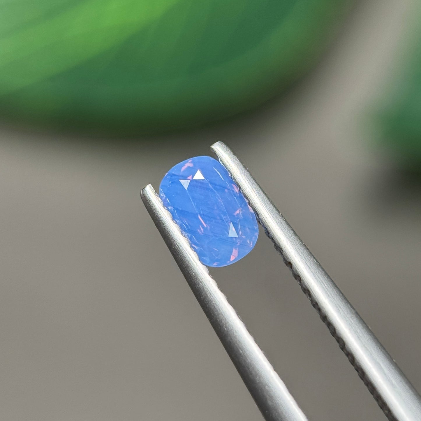 0.62ct Natural Purplish Blue Milky Sapphire Vietnam. Cushion Shape. No Treatment.