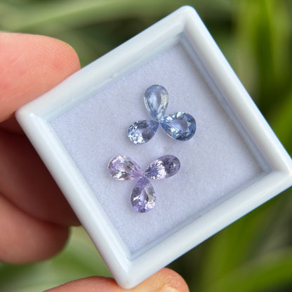 1.87 ct/ 6Pcs Natural Blue & Purple Spinel Vietnam. Pear Shape. No Treatment.
