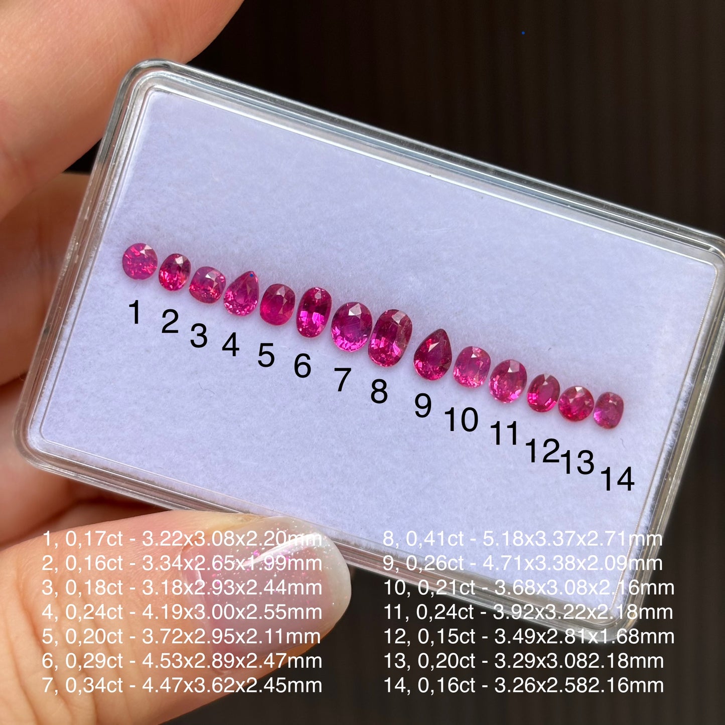 3.30cts/14Pcs Natural Milky Ruby Vietnam, No treament