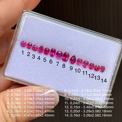 3.30cts/14Pcs Natural Milky Ruby Vietnam, No treament