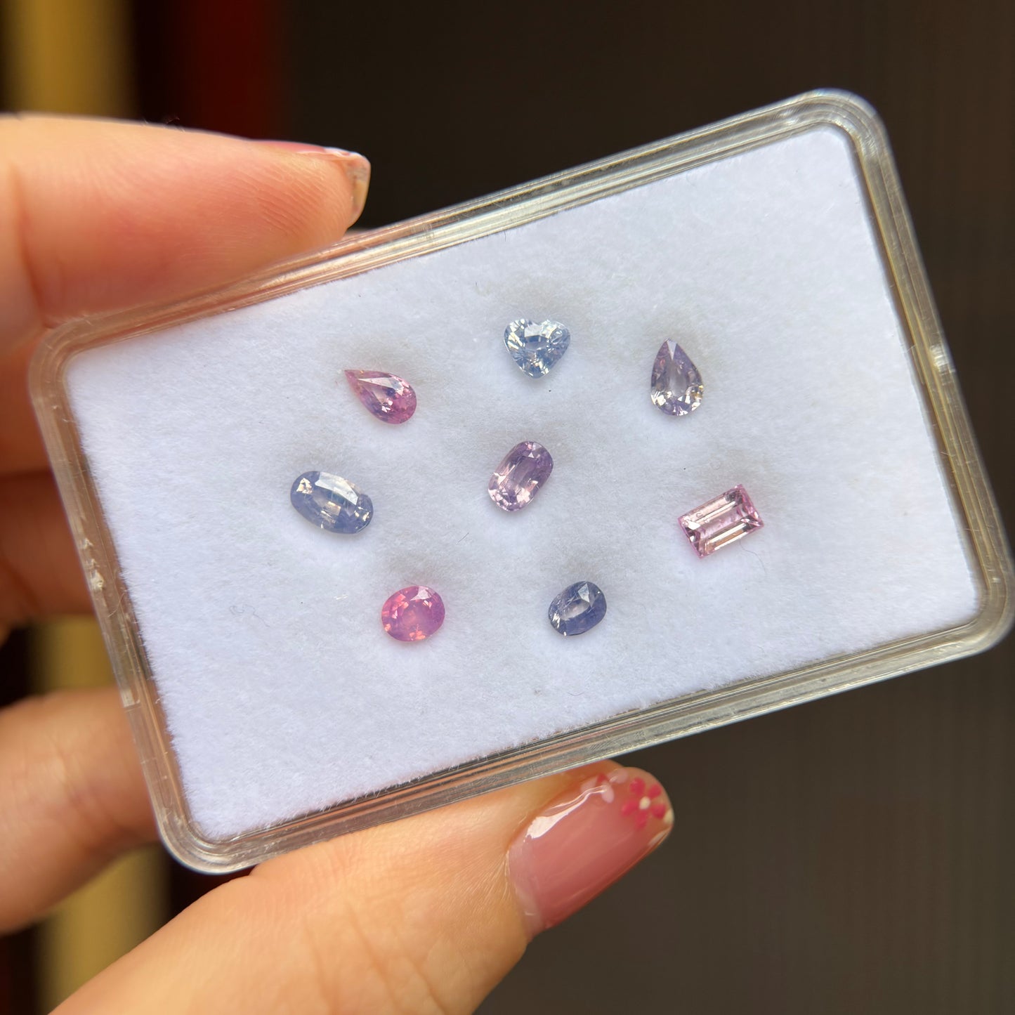 2.56cts/8Pcs Natural Milky Sapphire Vietnam, Mixed Color, No treament