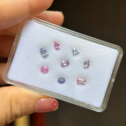 2.56cts/8Pcs Natural Milky Sapphire Vietnam, Mixed Color, No treament