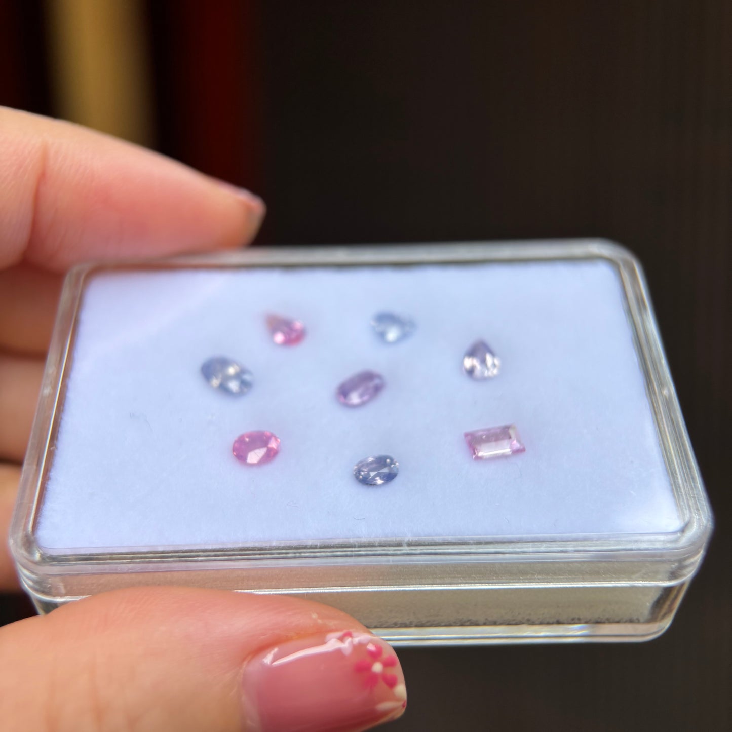 2.56cts/8Pcs Natural Milky Sapphire Vietnam, Mixed Color, No treament