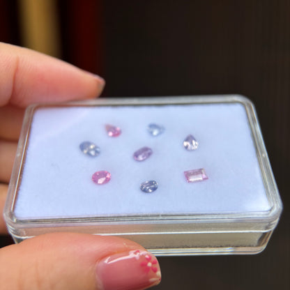 2.56cts/8Pcs Natural Milky Sapphire Vietnam, Mixed Color, No treament