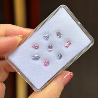 2.56cts/8Pcs Natural Milky Sapphire Vietnam, Mixed Color, No treament