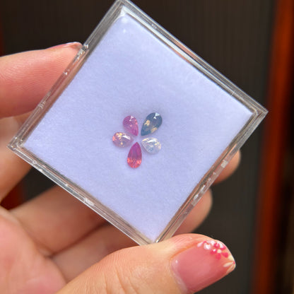 1.72cts/5Pcs Natural Milky Sapphire Vietnam, Mixed Color, No Treament