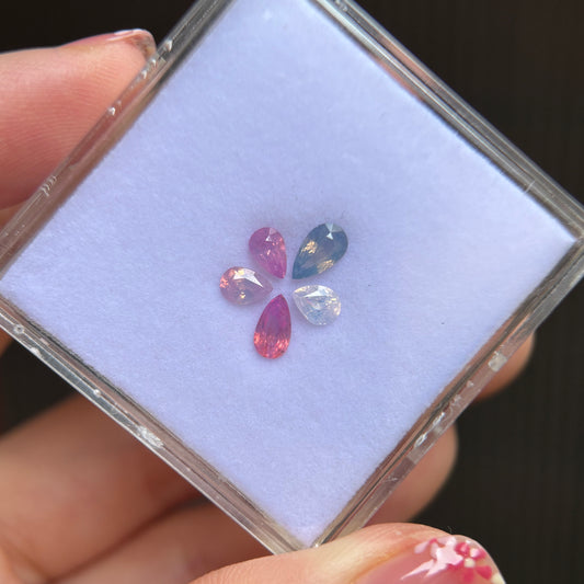 1.72cts/5Pcs Natural Milky Sapphire Vietnam, Mixed Color, No Treament