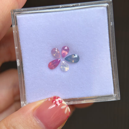 1.72cts/5Pcs Natural Milky Sapphire Vietnam, Mixed Color, No Treament