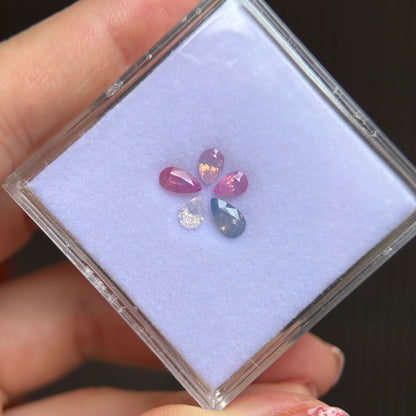 1.72cts/5Pcs Natural Milky Sapphire Vietnam, Mixed Color, No Treament