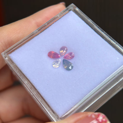 1.72cts/5Pcs Natural Milky Sapphire Vietnam, Mixed Color, No Treament