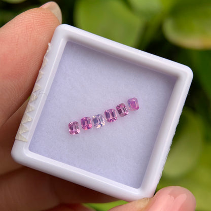 0.53ct/6Pcs Natural Milky Sapphire Vietnam, Size 2.6mm, Emerald Cut, No Treatment