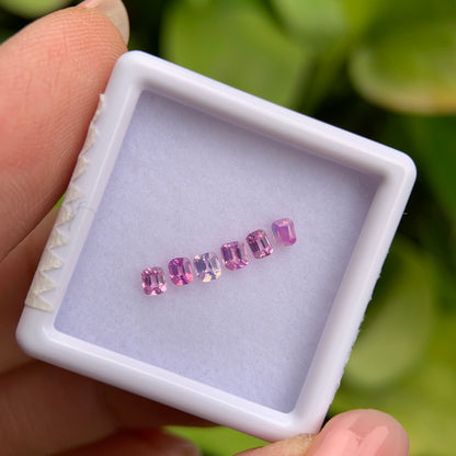 0.53ct/6Pcs Natural Milky Sapphire Vietnam, Size 2.6mm, Emerald Cut, No Treatment