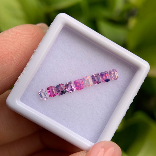 1.04ct/9Pcs Natural Milky Sapphire Vietnam, Size 2.9mm, Emerald Cut, No Treatment