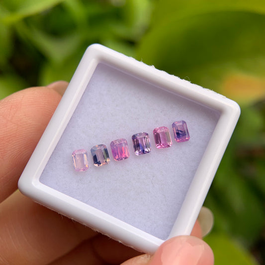 1.18ct/6Pcs Natural Milky Sapphire Vietnam, Size 3.7-3.8mm, Emerald Cut, No Treatment