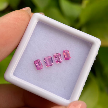 0.83ct/4Pcs Natural Milky Sapphire Vietnam, Size 4.0-4.1mm, Emerald Cut, No Treatment