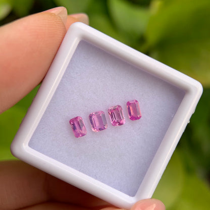 0.83ct/4Pcs Natural Milky Sapphire Vietnam, Size 4.0-4.1mm, Emerald Cut, No Treatment