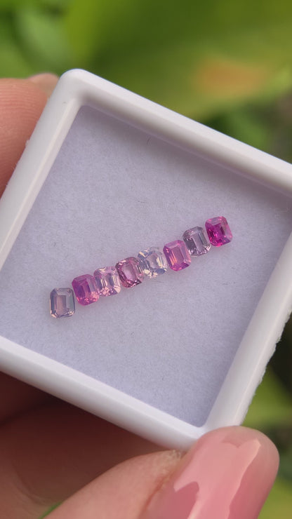0.81ct/8Pcs Natural Milky Sapphire Vietnam, Size 2.8mm, Emerald Cut, No Treatment
