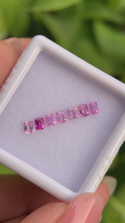 0.69ct/7Pcs Natural Milky Sapphire Vietnam, Size 2.7mm, Emerald Cut, No Treatment