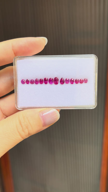 3.30cts/14Pcs Natural Milky Ruby Vietnam, No treament