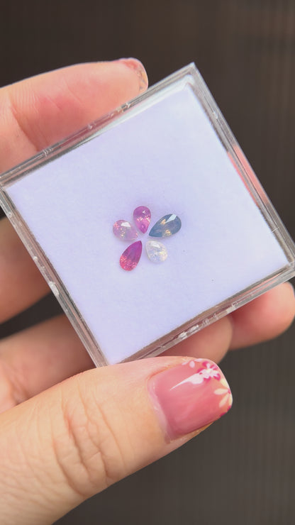 1.72cts/5Pcs Natural Milky Sapphire Vietnam, Mixed Color, No Treament