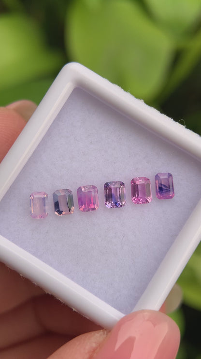 1.18ct/6Pcs Natural Milky Sapphire Vietnam, Size 3.7-3.8mm, Emerald Cut, No Treatment