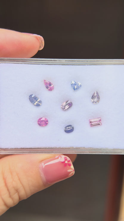 2.56cts/8Pcs Natural Milky Sapphire Vietnam, Mixed Color, No treament