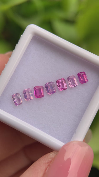 1.12ct/7Pcs Natural Milky Sapphire Vietnam, Size 3.4-3.6mm, Emerald Cut, No Treatment